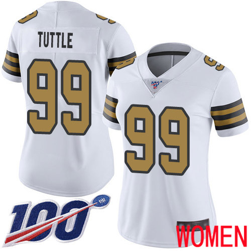 New Orleans Saints Limited White Women Shy Tuttle Jersey NFL Football #99 100th Season Rush Vapor Untouchable Jersey